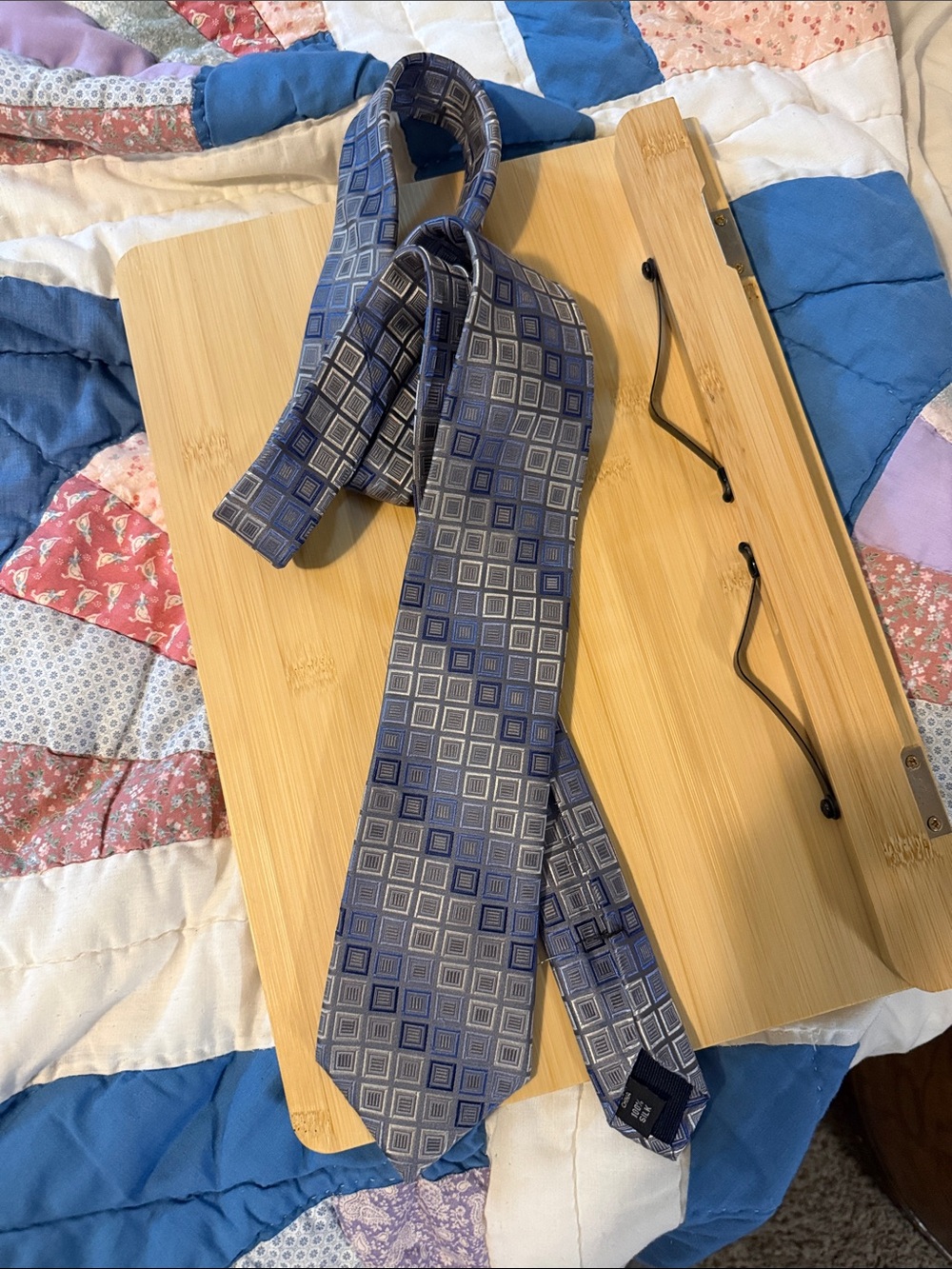 Michael Kors Men's Blue Geometric Silk Tie